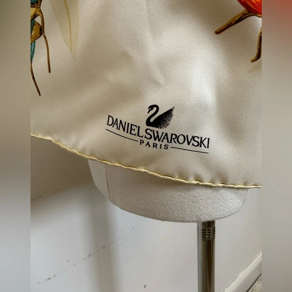 Vintage Daniel Swarovski Paris | ‘Paradise’ Silk Scarf Original Box And Tissue